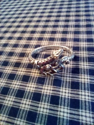 Barbara Bixby Sterling & 18K Gemstone Wrap Snake Bangle rhodolite stones 7''