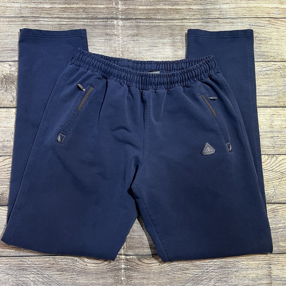 SCR Sportswear Men’s M Athletic Soccer Pants Zippered Pockets Sweatpants Navy