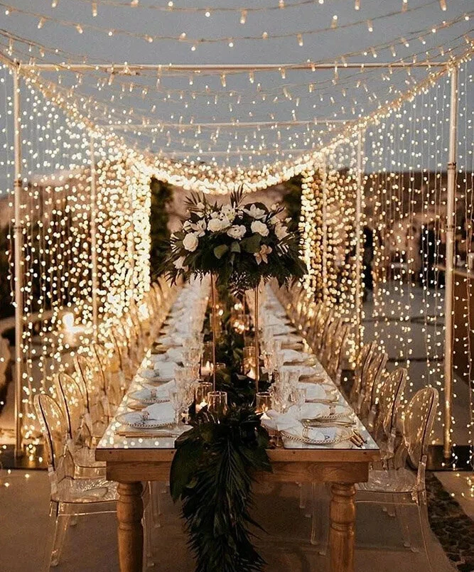 WARM COOL WHITE CURTAIN STRING LIGHTS 3M 6M 12M 18M 24M FAIRY WATERFALL  WEDDING