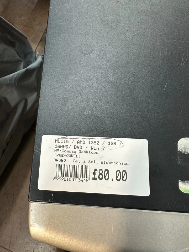 HP ML115 Proliant Server - AMD Opteron 1352 - 1GB - 160HD - DVD - WIN7 - Image 3 of 3