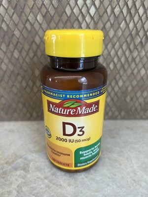Nature Made Vitamin D3 2000 IU (50 mcg), 100 Tabs Bone, Teeth And Muscle Health