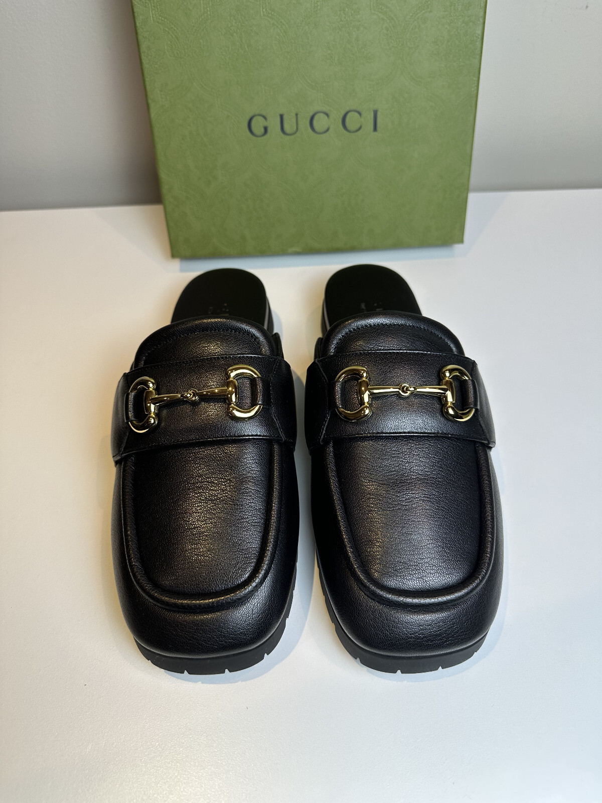 Authentic Gucci Horsebit Loafer Slip-on Black Leather UK9.5 US10 Men
