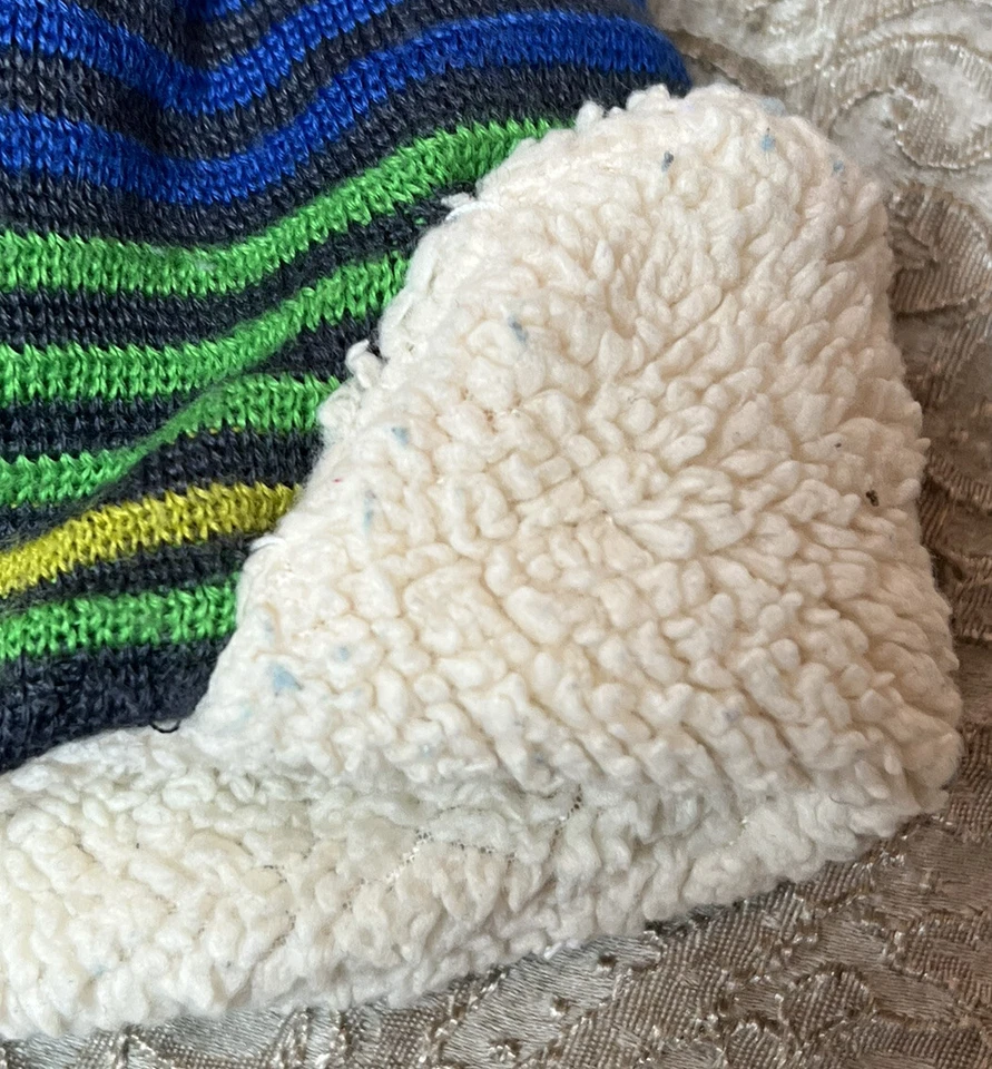 Sombrero REI 6 - 12 Meses Multicolor Rayas Forrado de Vellón Ver Fotos para el Estado Foto 3 de 4