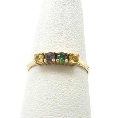 Ring 10 Karat Gold 4 Steine Mütter Großmütter Geburtsstein zwei November Juni Mai