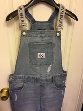 CALVIN KLEIN Light Wash skinny jean Overalls girls 16 M 