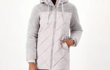 Koolaburra By Ugg Mixed Media Sherpa Quilted Parka Hooded Coat Grey | Med | Nwt