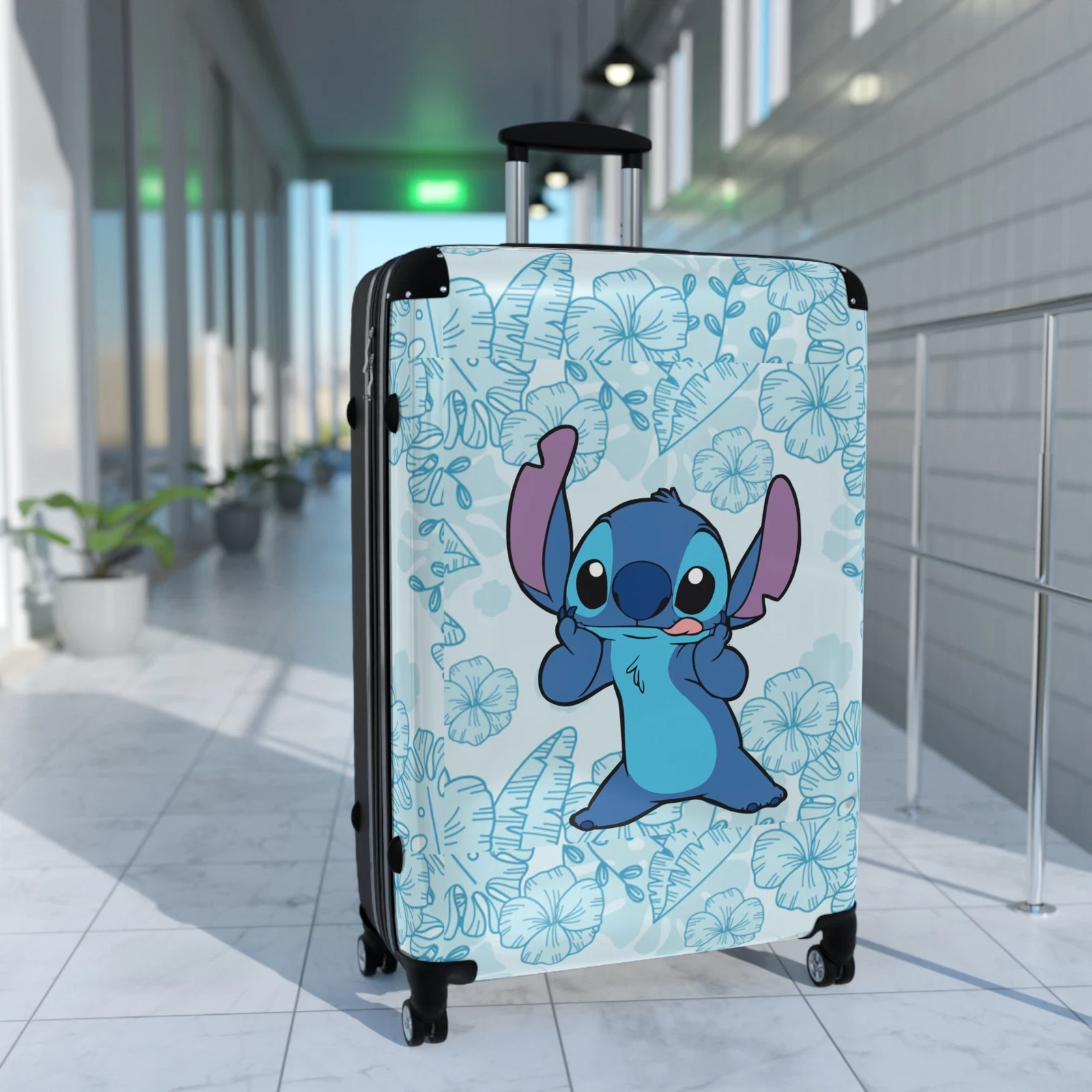 Stitch Suitcase, Luggage, Vacation Travel Bag, Unique Fun Design