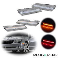 For 04-08 Chrysler Crossfire Clear Front & Rear Fender LED Side Marker Light Set