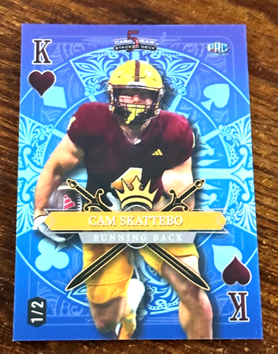 CAM SKATTEBO 2024 WILD CARD 5 CARD DRAW BLUE K of HEARTS # 1/2 NEW YORK GIANTS