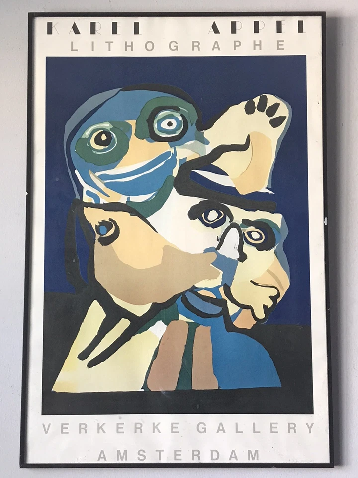 PÓSTER LITOGRÁFICO EXPOSICIÓN KAREL APPEL - CUBISMO CUBISTA ABSTRACTO MODERNO VINTAGE Foto 3 de 4