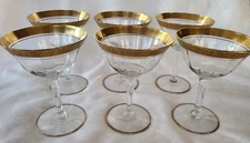 Vintage Tiffin Franciscan Rambler Rose Optic Champagne Sherbet Glasses Set of 6