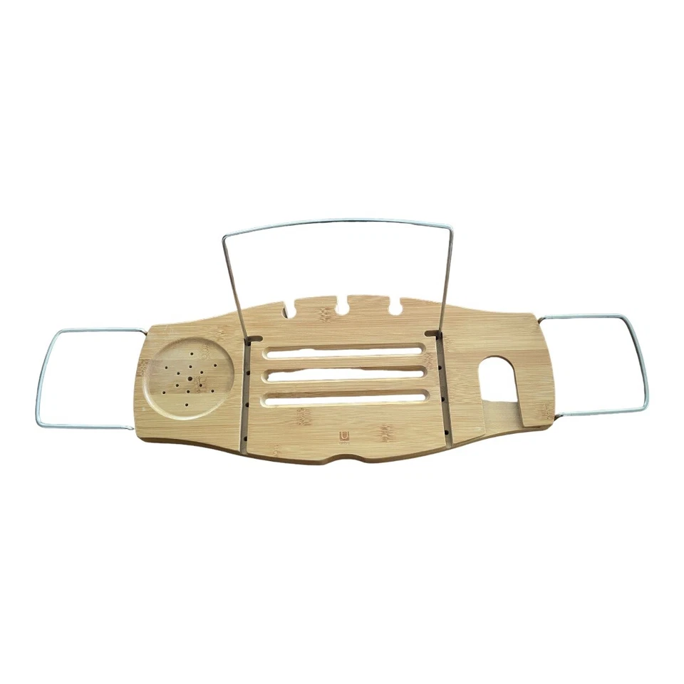 Luxury Wood Bathtub Caddy Bathtub Tray,Book,Glass,Candle, Soap,Wash Cloth, Sham - Image 3 of 4