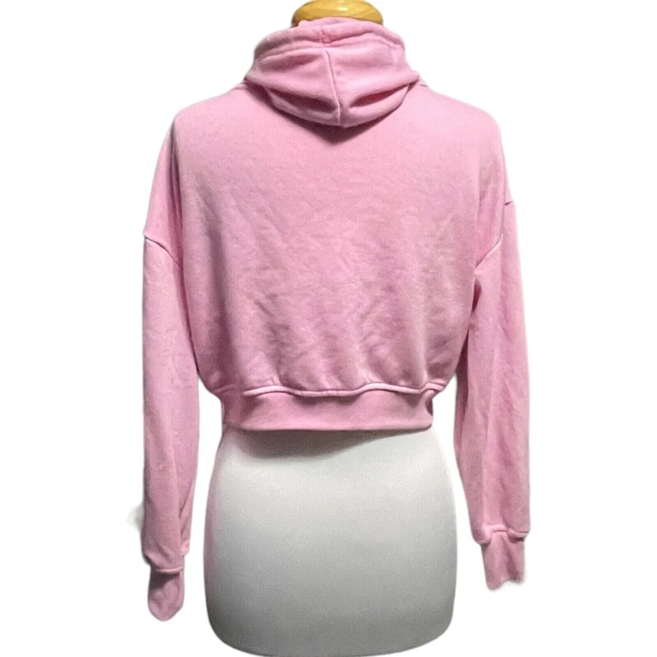 Rue21 Favorite Sudadera con Capucha Recortada Mimada Talla Mediana Rosa Corbatas con Cremallera Foto 3 de 4