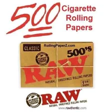 RAW 500's 1 1/4 Size Natural Rolling Papers/10,000 sheets FULL BOX - 20 Packs -