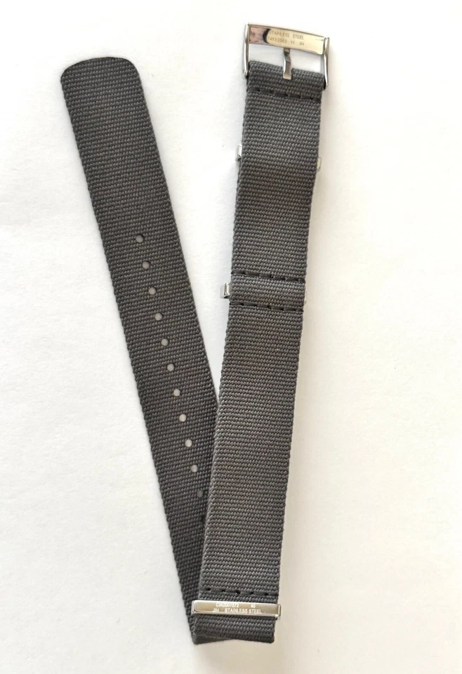 Correa de reloj Omega original de tela de nailon gris/gris 20 mm Foto 2 de 3