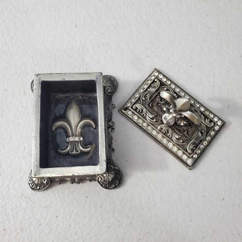 Fleur de' Lis Muschel Pfau Fächerschwanz Strass Schmuckkästchen 1 Fehler - Bild 2 von 9