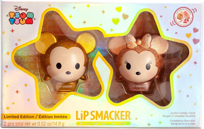 DISNEY LIP Smacker Tsum Tsum Glitter Gold Mickey & Minnie Limited Edition