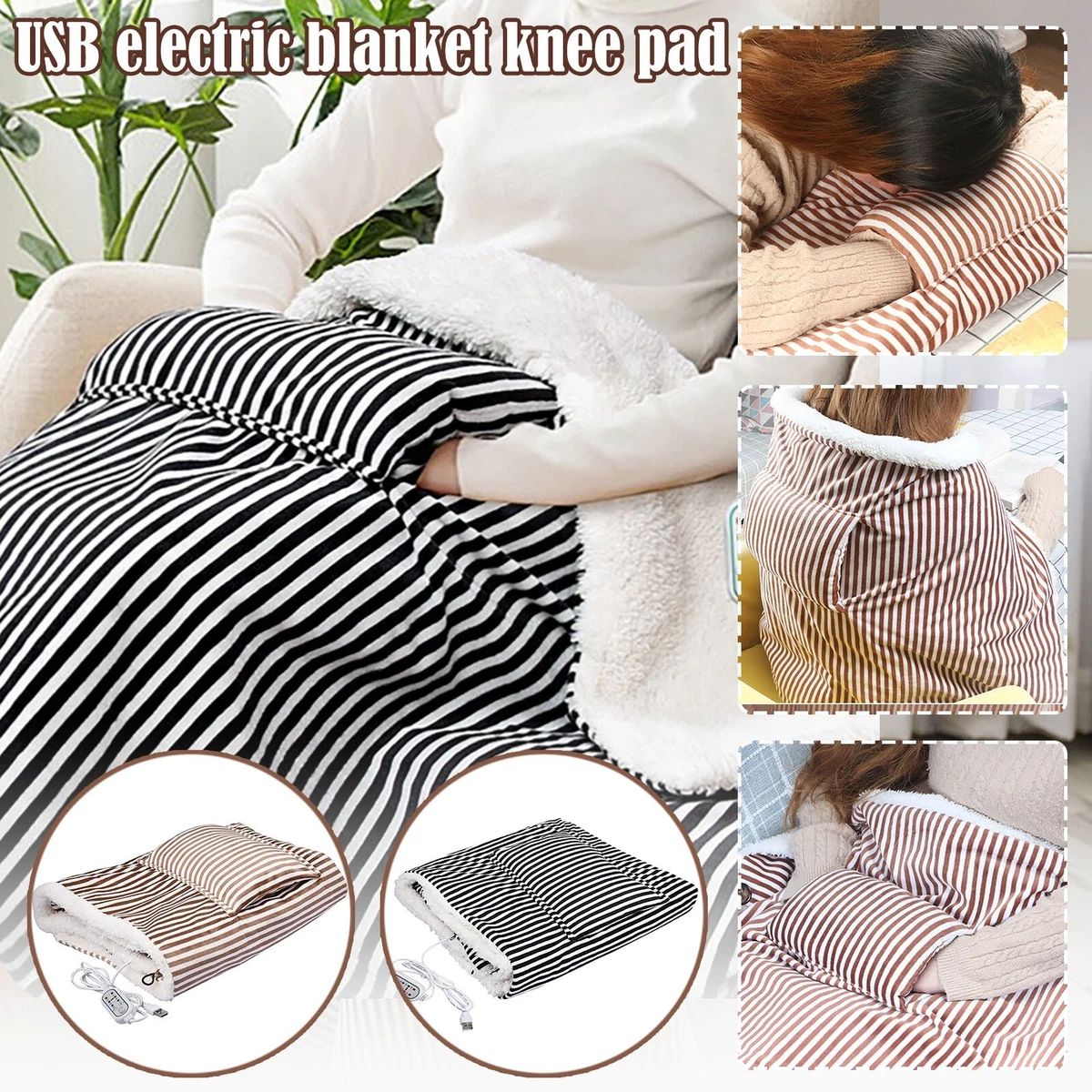Three-Speed Thermostat USB Electric Blanket Office Stripe Warm-Up Heating |  eBay