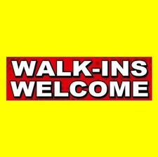"WALK-INS WELCOME" hair salon barber shop STICKER sign, nail, beauty, business