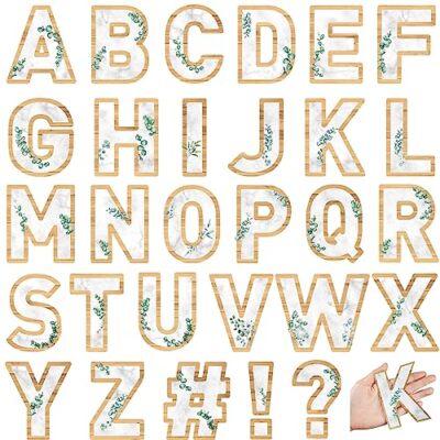 138 Pièces Lettres Autocollantes Grandes – 12 Feuilles A-Z, Chiffres, Symboles, Adhésif PET Résistant