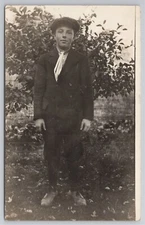 Postcard RPPC Real Photo Boy Hat Suit and Tie c1904-1918