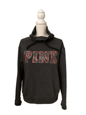 Victoria  s Secret PINK Sweatshirt Fleece Lined Dark Gray-Black Size Small