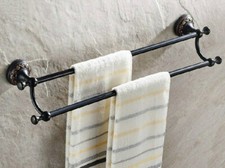 Oil Rubbed Brass Wall Mount Bathroom Double Towel Bar Rail Towel Holders 2ba462