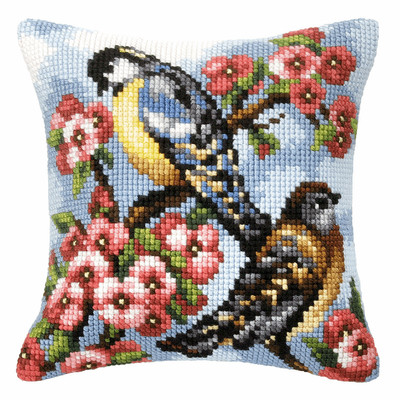 Orchidea Cross Stitch Kit: Cushion: Large: Two Birds