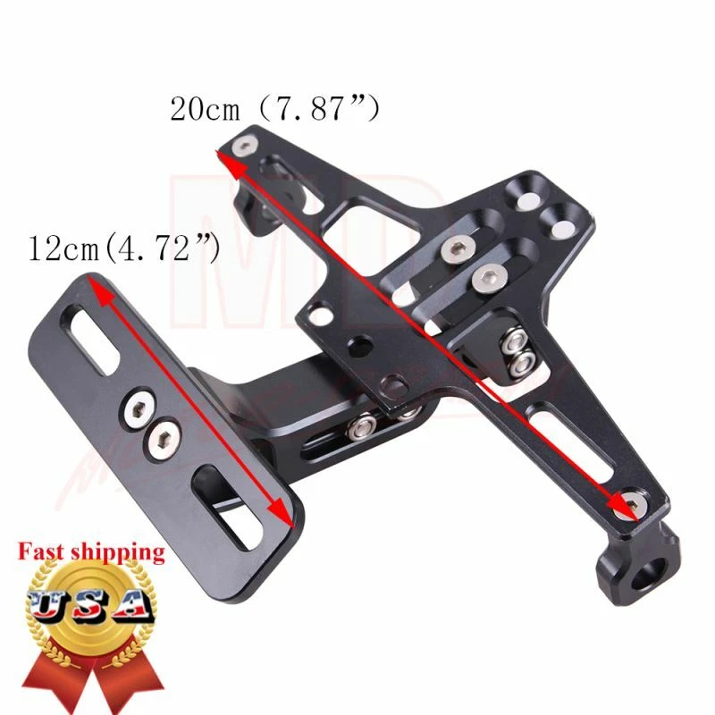 Motorcycle Fender Eliminator CNC License Plate Holder Bracket W/ LED Tail Lights - Image 3 of 4