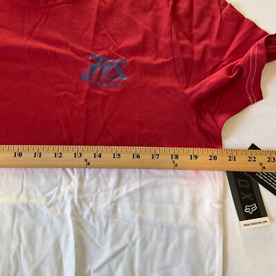 Fox Short Sleeve T Shirt Mens Size L Red White Dipped Racing | eBay