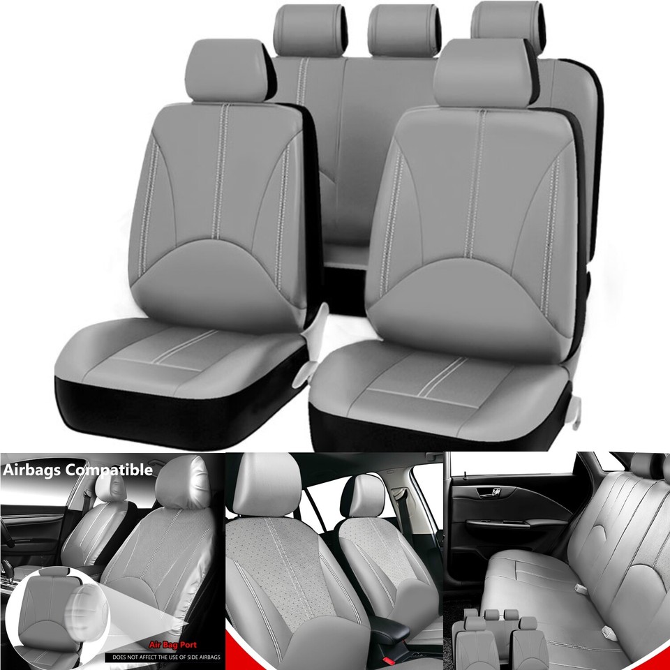 Full Set 5-Seat Faux Leather Car Seat Covers For Nissan - Front & Rear Protector Pads
