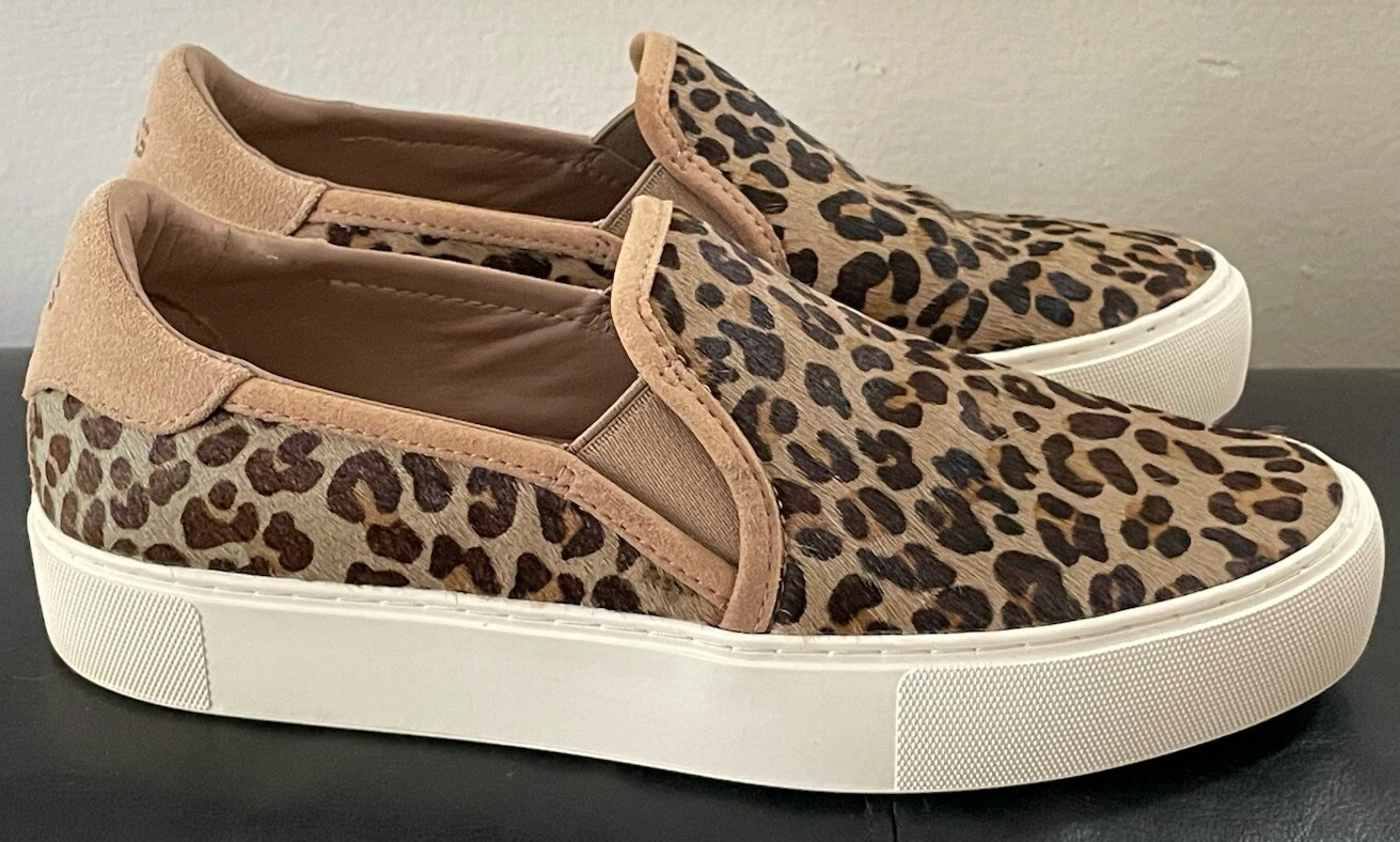 Scarpe slip on Ugg Jass esotiche stampa leopardata donna 8 capelli di vitello senza scatola