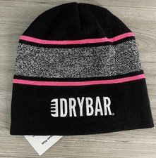 Drybar Beanie Black Hot Neon Pink Knit Cap Winter Hat Heather Gray USA Made NEW