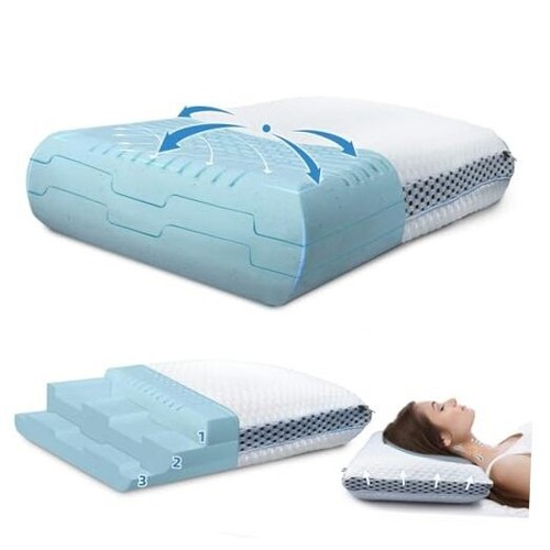 Hard Pillow for Deep Sleep, Cooling Memory Foam Pillow, Height Adjustable,