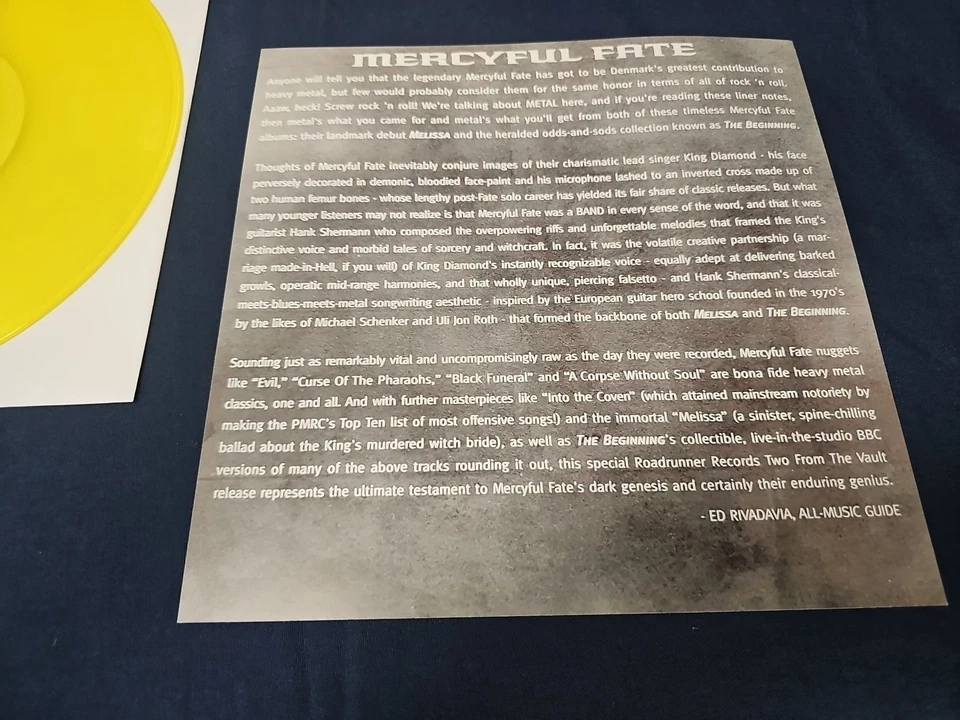 Mercyful Fate - Melissa [Yellow] RARE KING DIAMOND VINYL RECORD 💛  - Image 4 of 4
