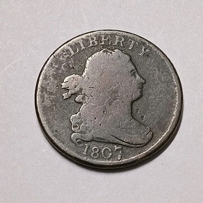 1807 Half Cent Draped Bust Old US Coin Copper 1/2 Liberty ( KM.#33 )