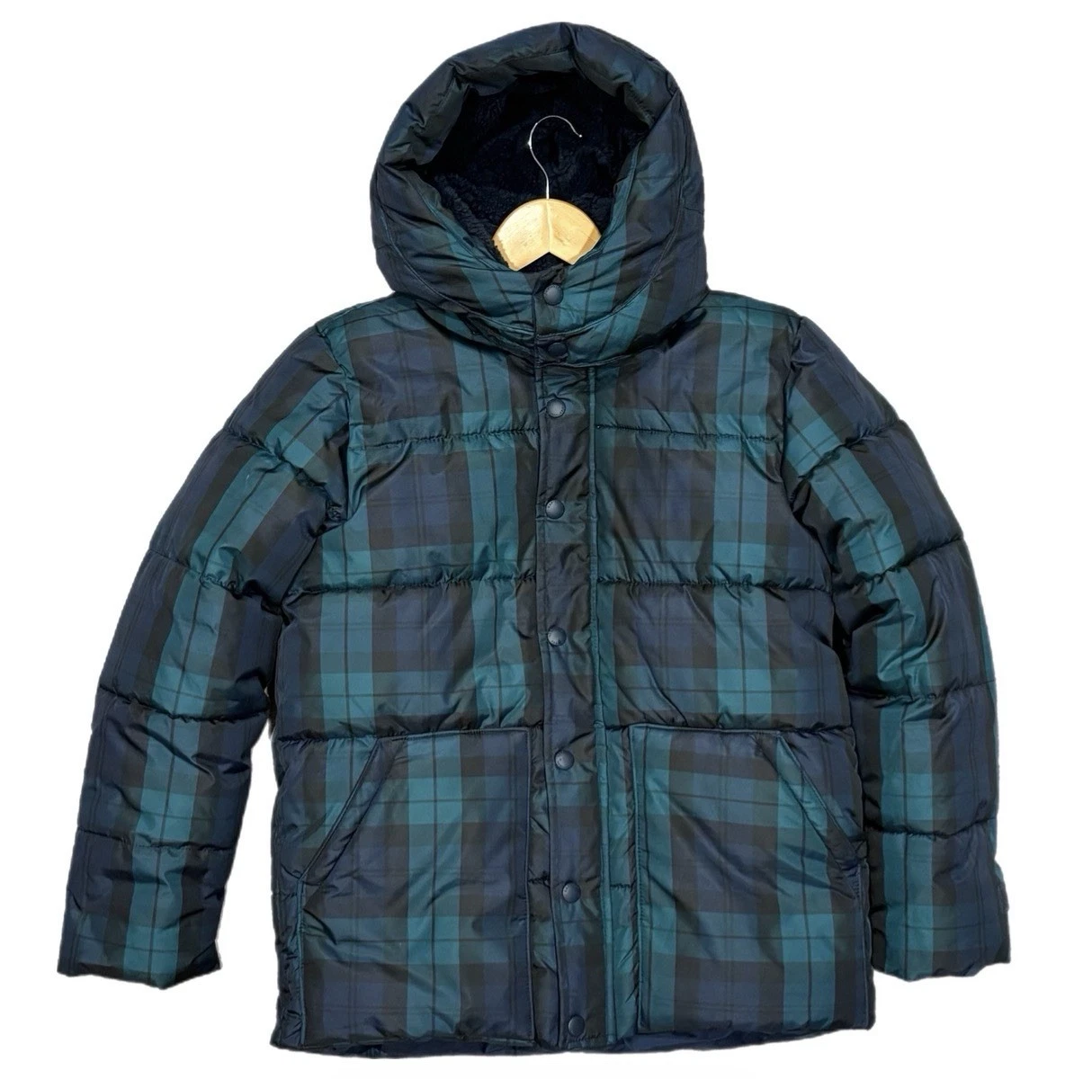 Gap Kids Down Puffer Jacket Windowpane Kids XXL 14-16 Multicolored Fleece Lined
