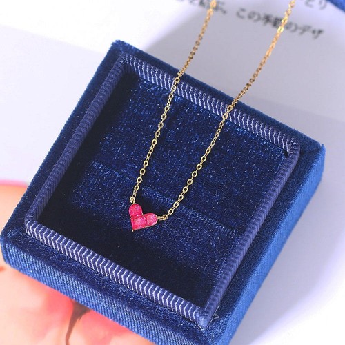 Collana Cuore Rosso in Argento 925 | Corindone Placcato Oro 14K | Regalo... - Foto 5 di 5