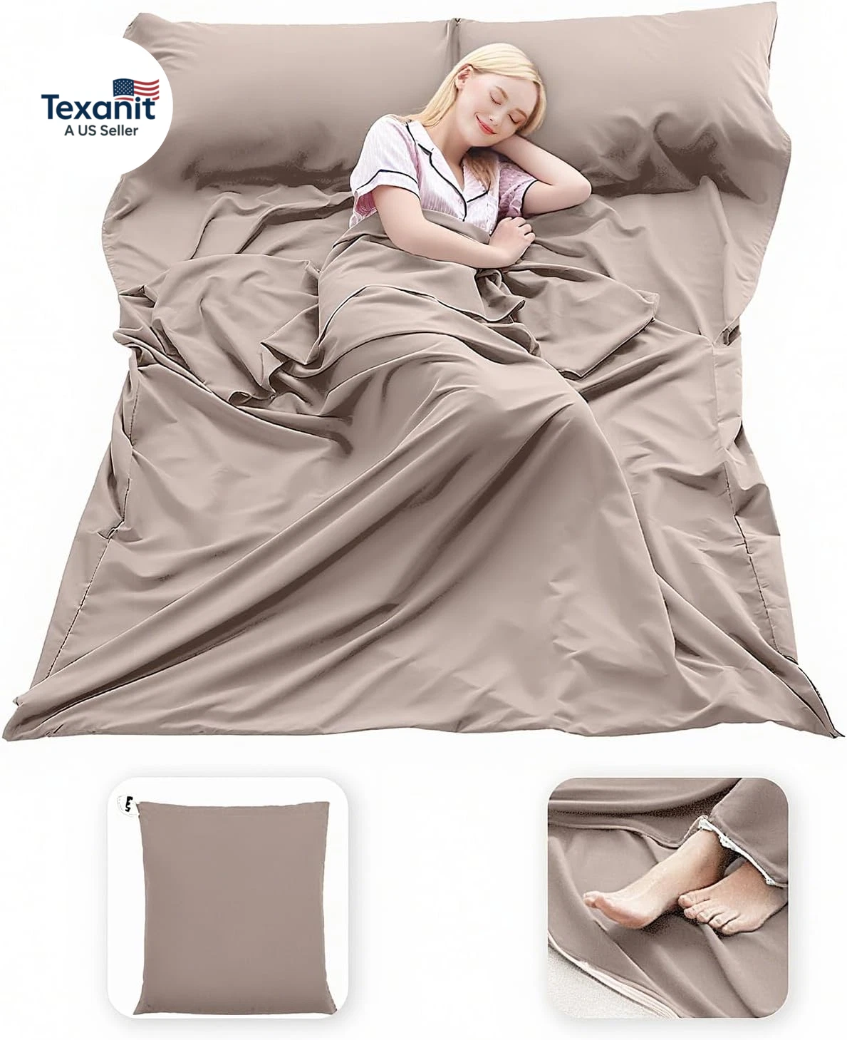 Sleeping Bag Liner Lightweight Compact Sleeping Bag Sack Portable Clean Travel S