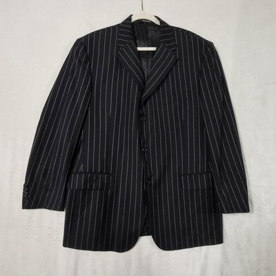 Roberto Zanieri Blazer Mens 54R Navy Wool Pinstripe Suit Jacket Made Italy