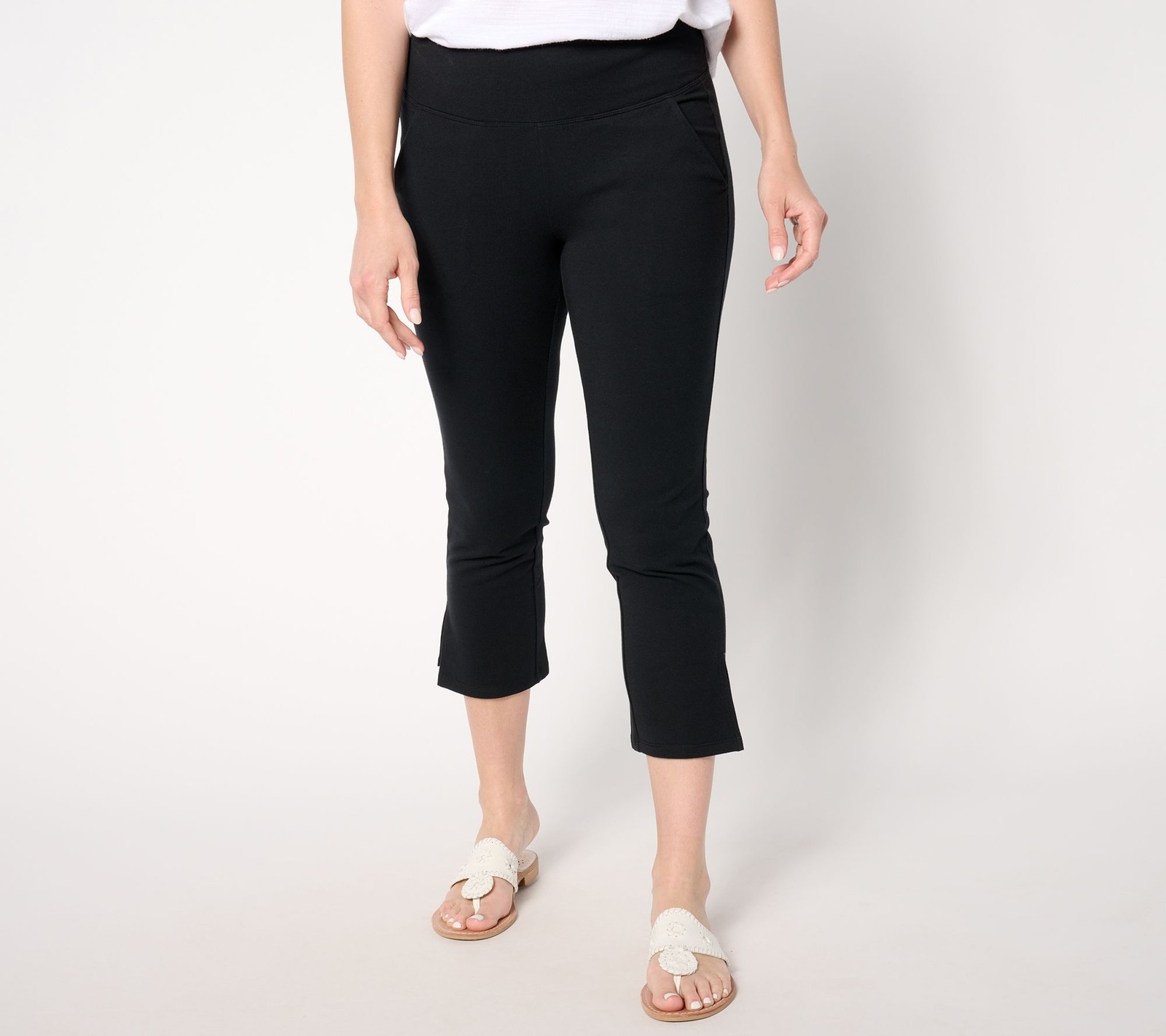 Women with Control Women's Pants Sz S Tummy Regular Knit Crop Black A648209