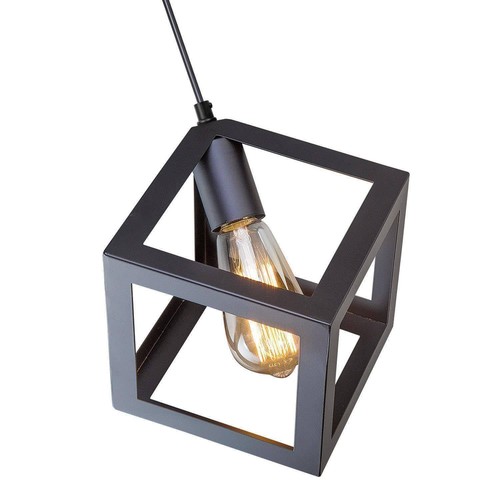 Black Pendant Lighting, Geometric Modern Cage Hanging Light Ceiling Fixture f... - Picture 6 of 8