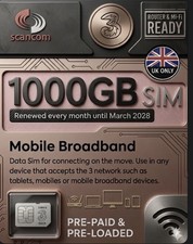 SALE!🚨Three 1000GB Data SIM Uncapped 5G Preloaded Until March 2028 ✅ CHEAPEST ✅