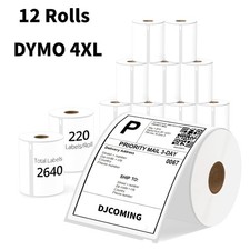 12 Rolls DYMO 4XL Labels Direct Thermal Shipping Labels 4"x6" 1744907 Compatible