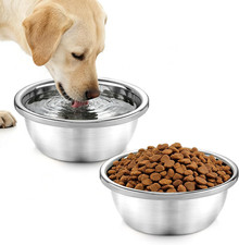2pcs 1 Gallon Large Dog Water Bowl - Rustproof Stainless Steel Dog Bowls, Easy t