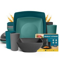 Teivio 16-piece Plastic Wheat Straw 16Pcs  Serves 4  , Coastal Multicolor