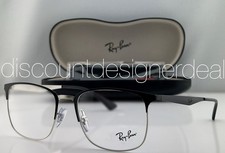 Ray-Ban Square Eyeglasses Matte Black Silver Metal Clear Demo RB6421 2997 54mm