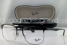 Ray-Ban Square Eyeglasses Matte Black Silver Metal Clear Demo RB6421 2997 54mm