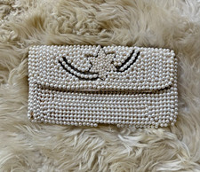 Vintage 1950s Pearl Beaded Clutch Made in Japan