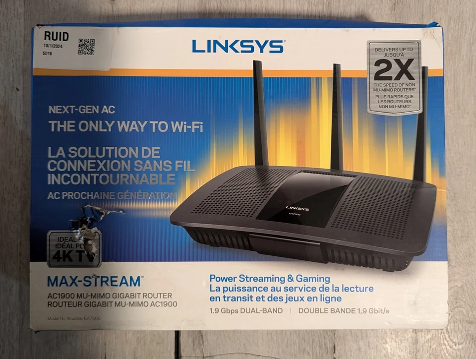 Linksys EA7500 Max-Stream AC1900 MU-MIMO Gigabit Router 4 Ports 1000 Mbps... - Image 4 of 4